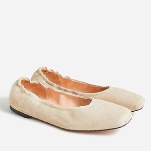 J. Crew Anya Ballet Flats in Scrunch Suede Leather natural women’s size 8.5